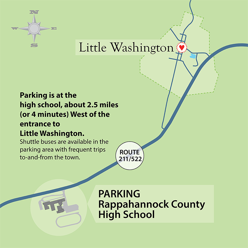 Map of parking location for Christmas in Little Washington